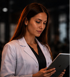 Nutricionista usando um tablet